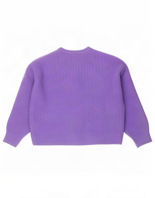 Zara Womens Oversized Crew Neck Jumper Sweater UK 14 Medium Purple Acrylic