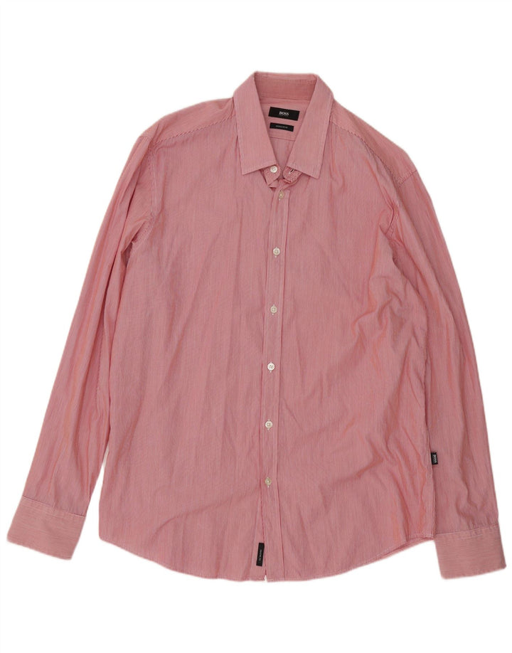 Cămașă pentru bărbați Hugo Boss Regular Fit XL Red Pinstripe