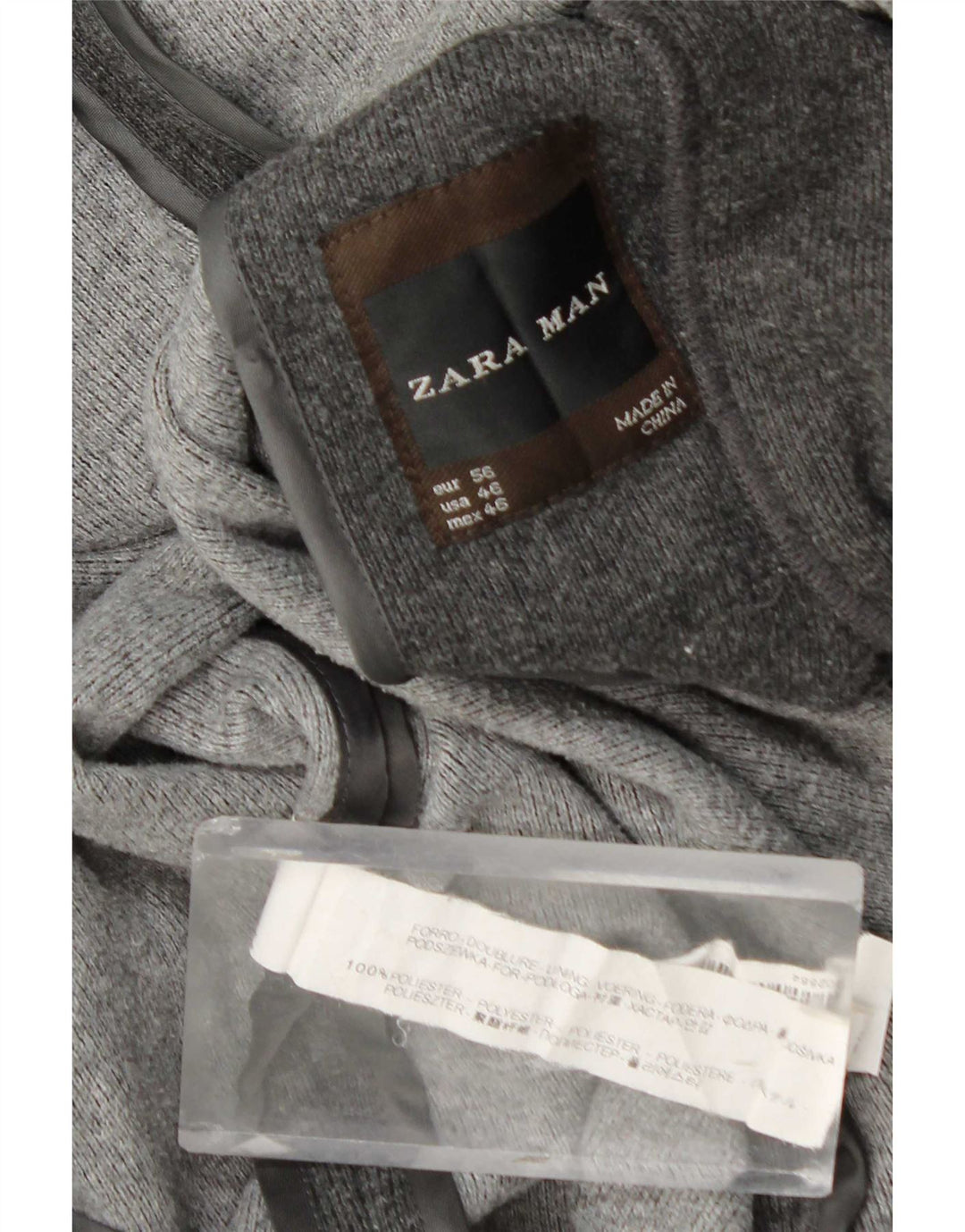 Blazer pentru bărbați Zara cu 2 nasturi EU 56 XL Poliester gri