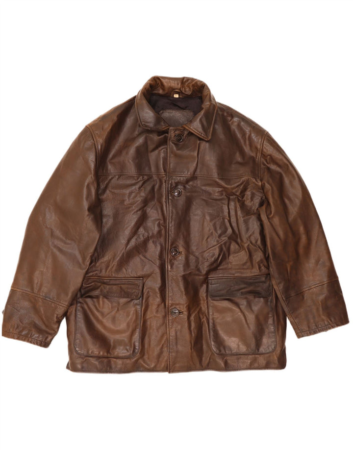 Jachetă din piele vintage pentru bărbați IT 54 2XL din piele maro