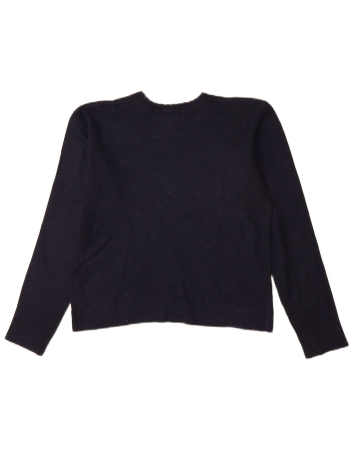 Pulover Lacoste pentru femei cu decolteu rotund, pulover UK 12, mediu, bleumarin, lână