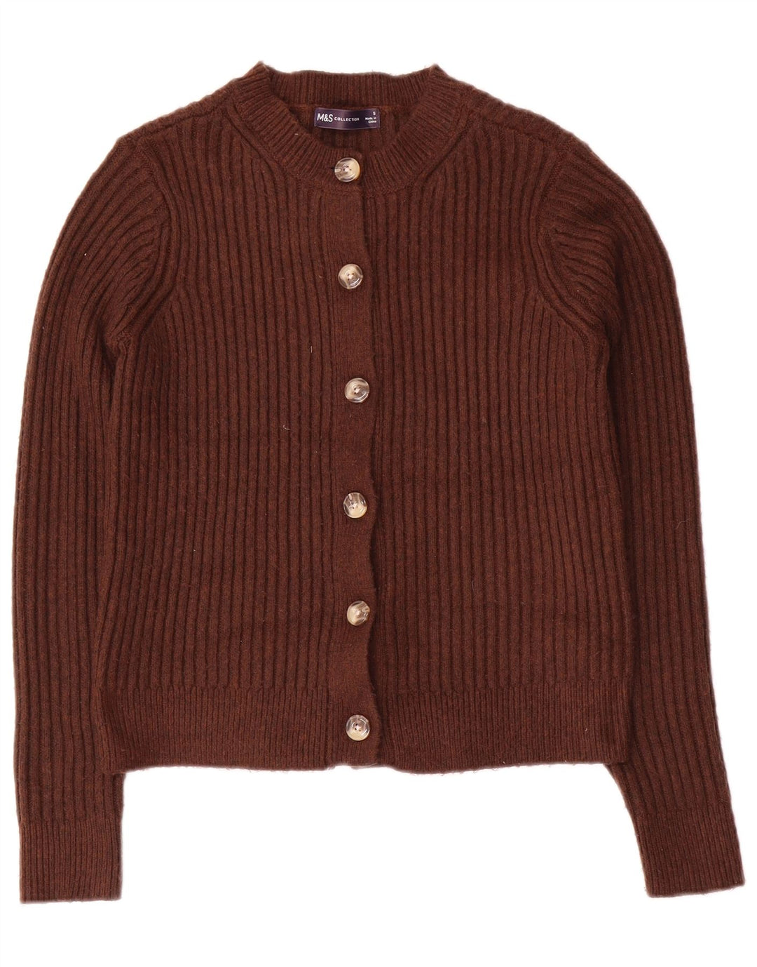 Marks & Spencer Pulover Crop Cardigan pentru femei UK 10 Poliester maro mic
