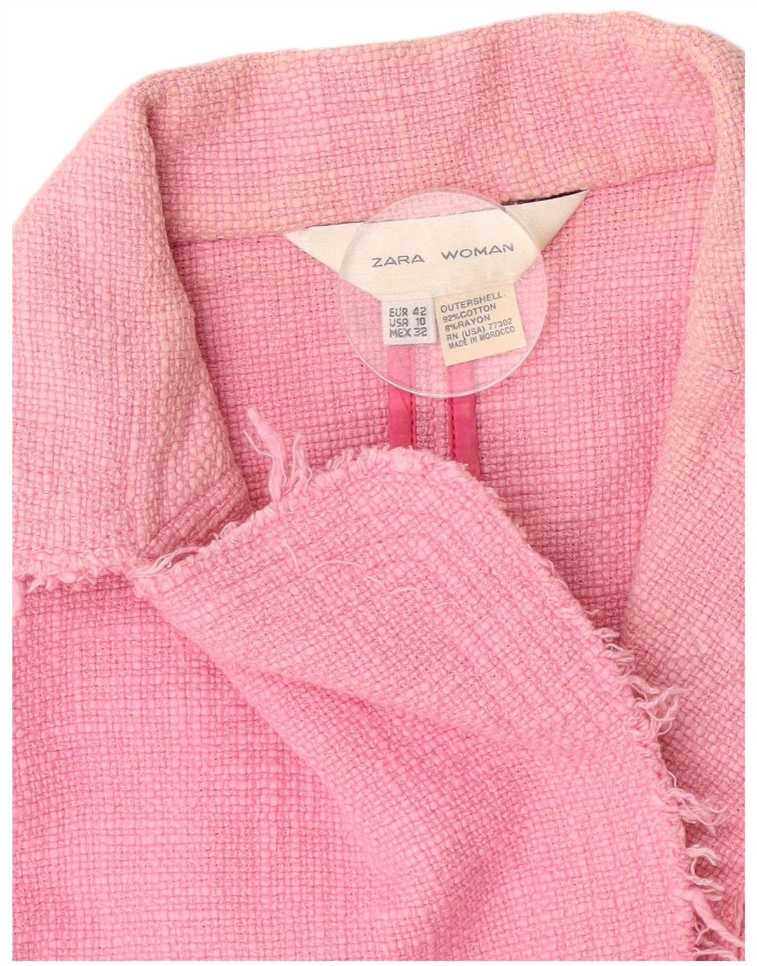 Jachetă pentru femei Zara Crop 1 Button Blazer EU 42, mare, roz, bumbac