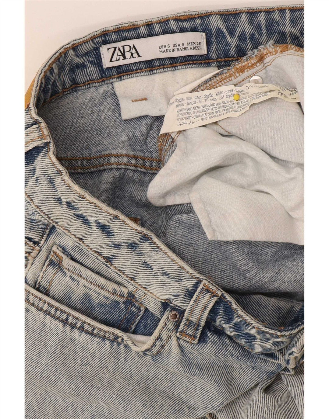 Fusta Denim Zara Femei Mic W26 Bumbac Albastru