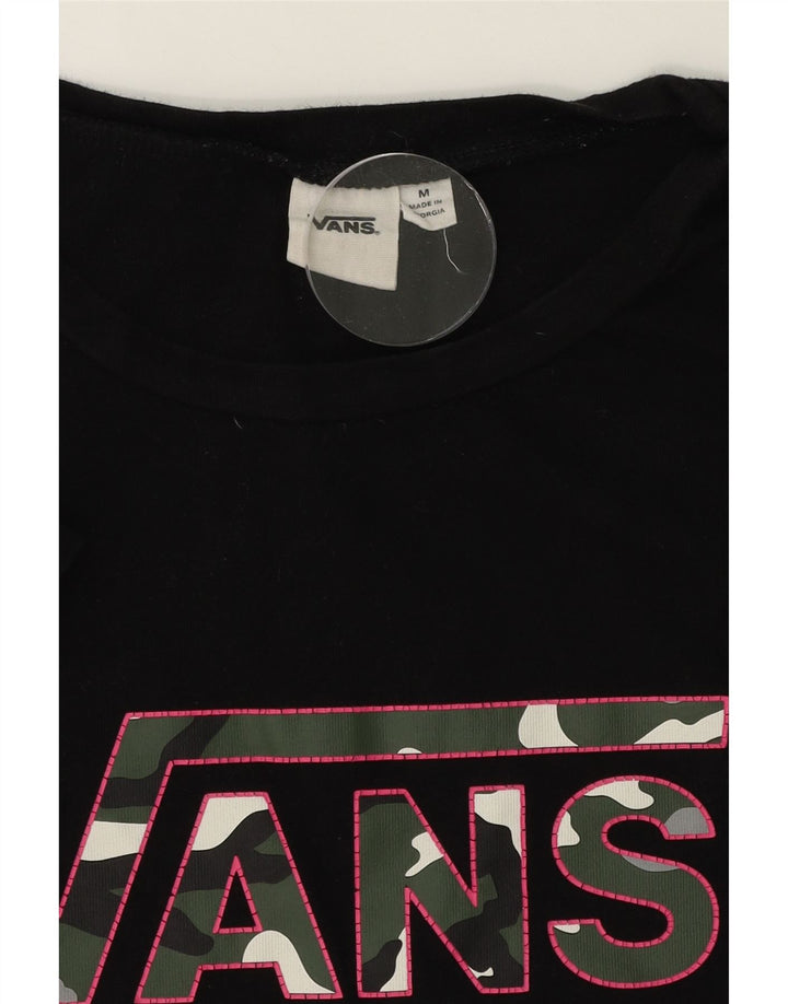 VANS Womens Graphic T-Shirt Top UK 12 Medium Black Vintage Vans and Second-Hand Vans from Messina Hembry 