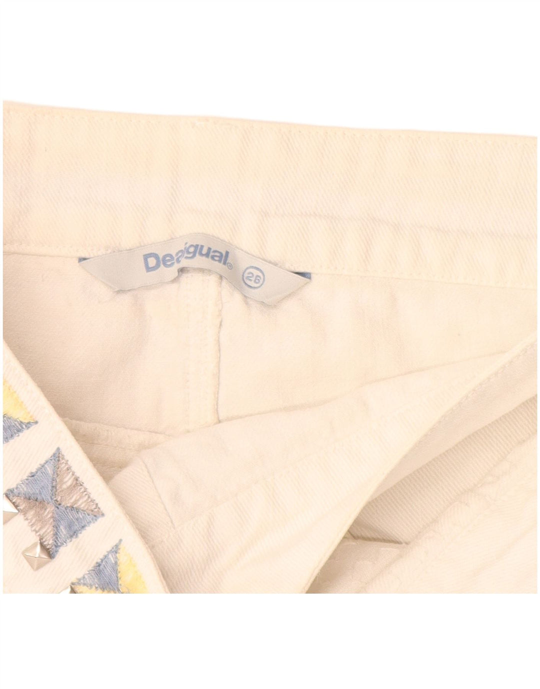 Fusta Desigual Mini Denim W26 Bumbac Alb Mic