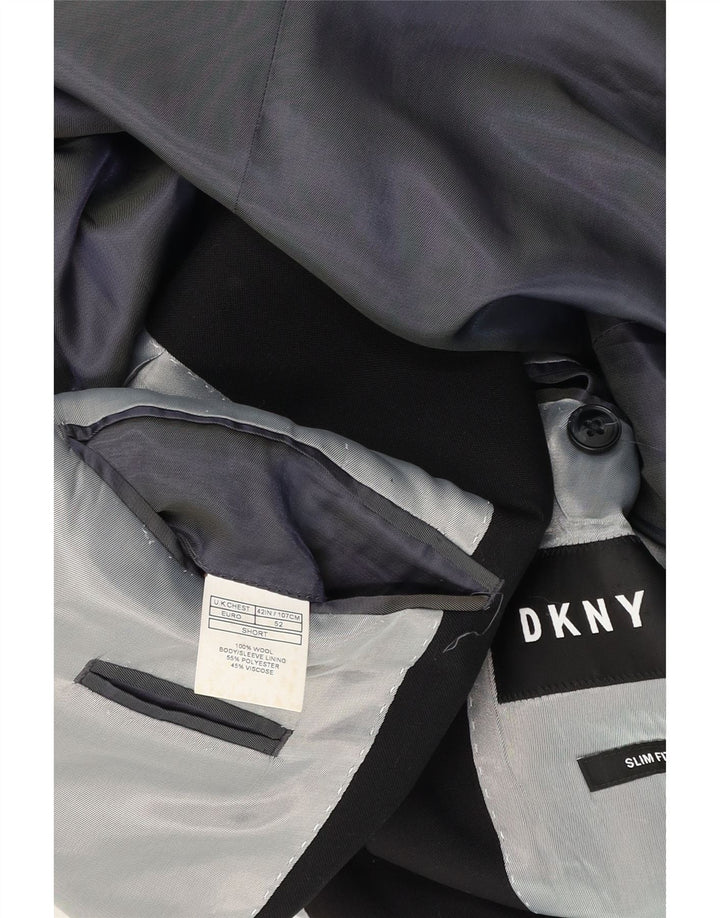 Dkny Jachetă pentru bărbați, scurtă, cu 2 nasturi, slim fit, lână neagră UK 42 XL