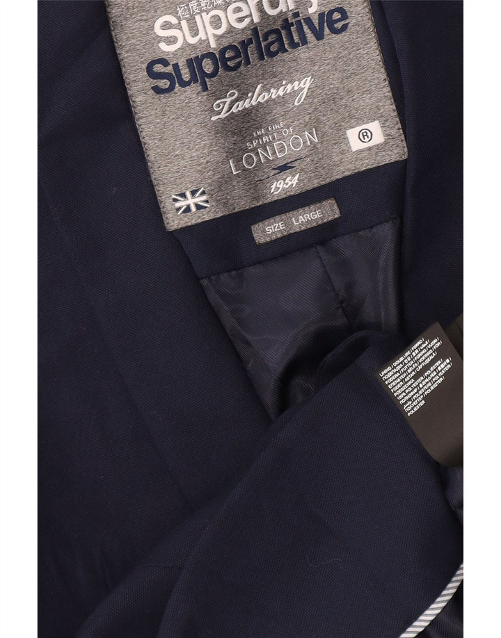 Jachetă Superdry pentru femei cu 1 nasture, UK 16, mare, albastru, poliester
