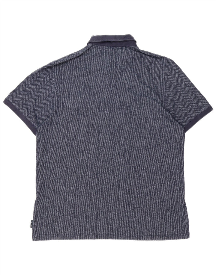 Tricou polo pentru bărbați TED BAKER Mărimea 6 2XL, bumbac în spina de pește bleumarin