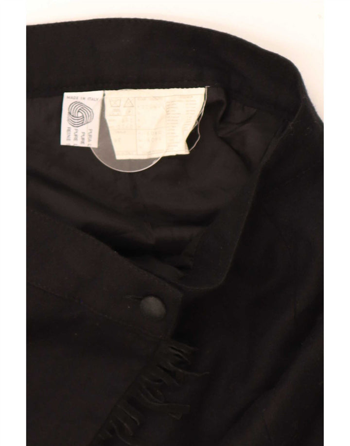 Fusta Mini Wrap Vintage pentru femei IT 46 Large W30 Lână nouă neagră