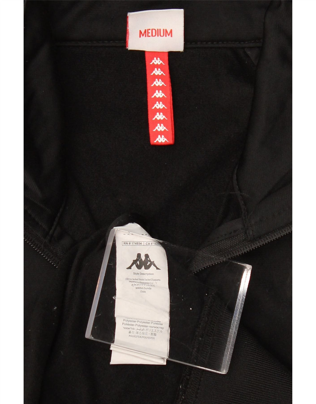 Jachetă de top pentru trening grafic KAPPA pentru bărbați, negru mediu, poliester bloc de culoare