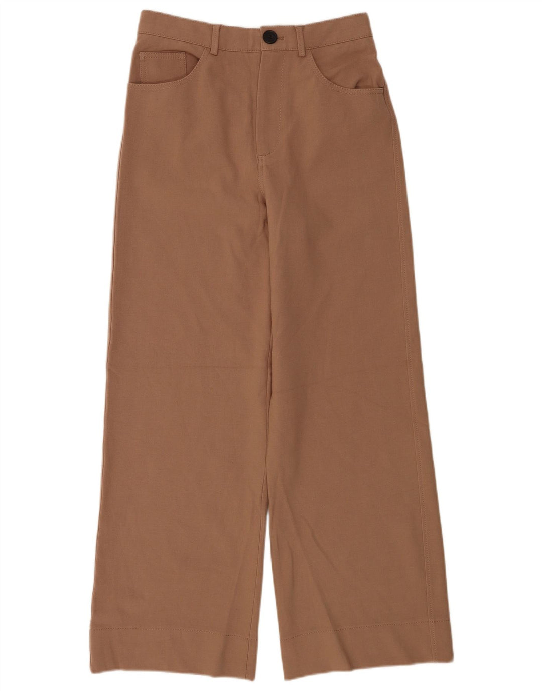 Pantaloni casual pentru femei Zara cu picioare late Mediu L28 L30 Maro Poliester