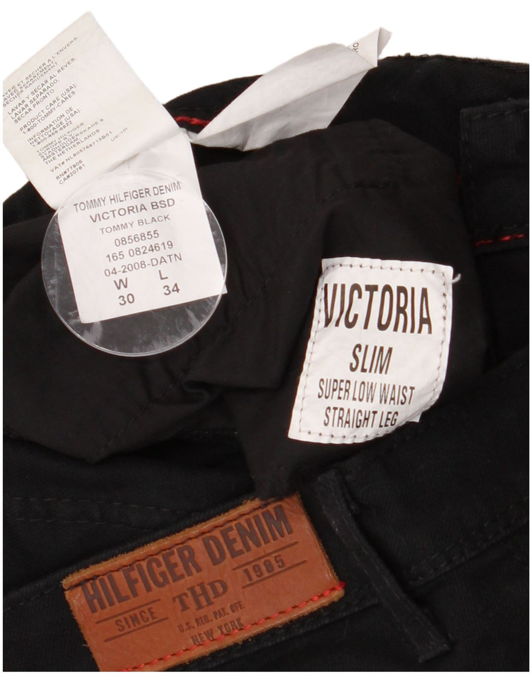 Pantaloni casual Tommy Hilfiger pentru femei cu talie joasă L30 L34 bumbac negru