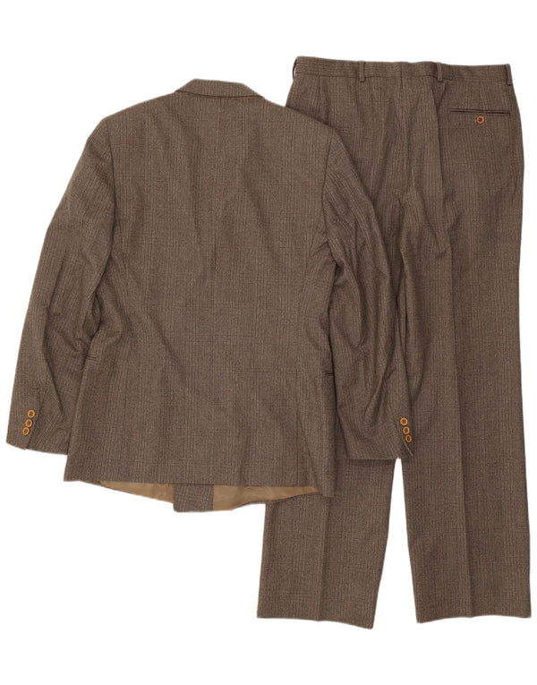 Costum 2 piese pentru bărbați vintage IT 50 Large W32 L32 Brown Check Wool