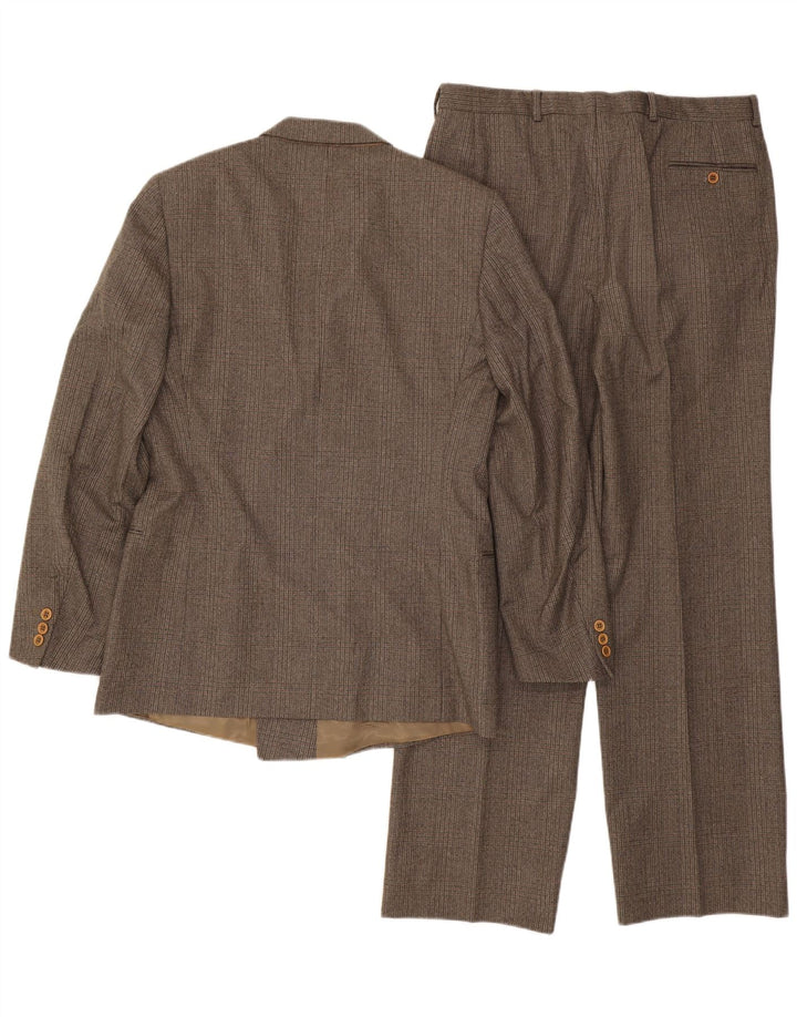 Costum 2 piese pentru bărbați vintage IT 50 Large W32 L32 Brown Check Wool