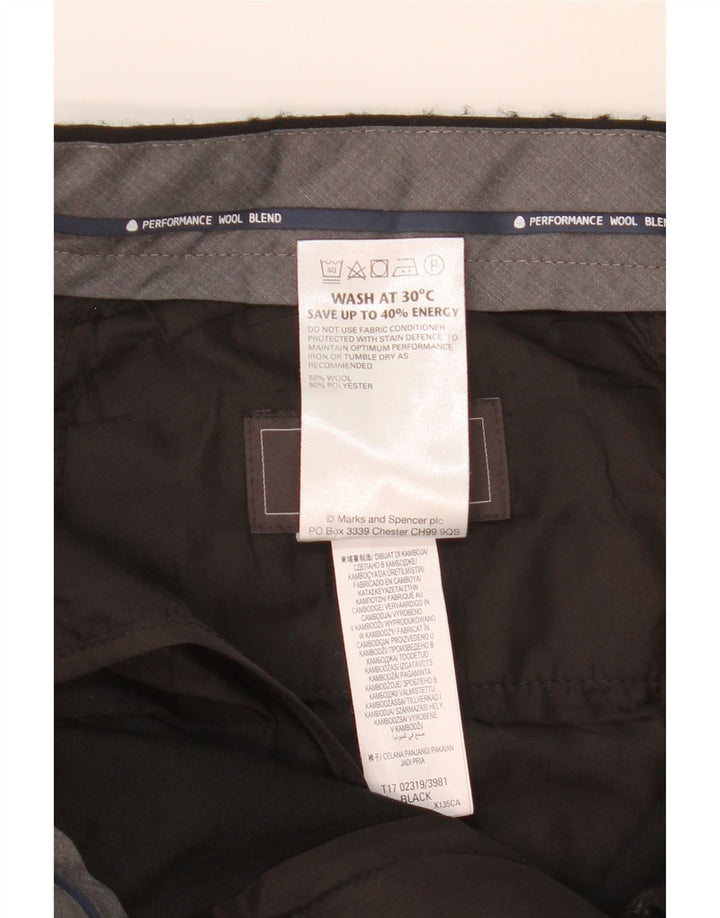 MARKS & SPENCER Pantaloni de costum pentru bărbați cu tăiere obișnuită L34 L31 Lână neagră
