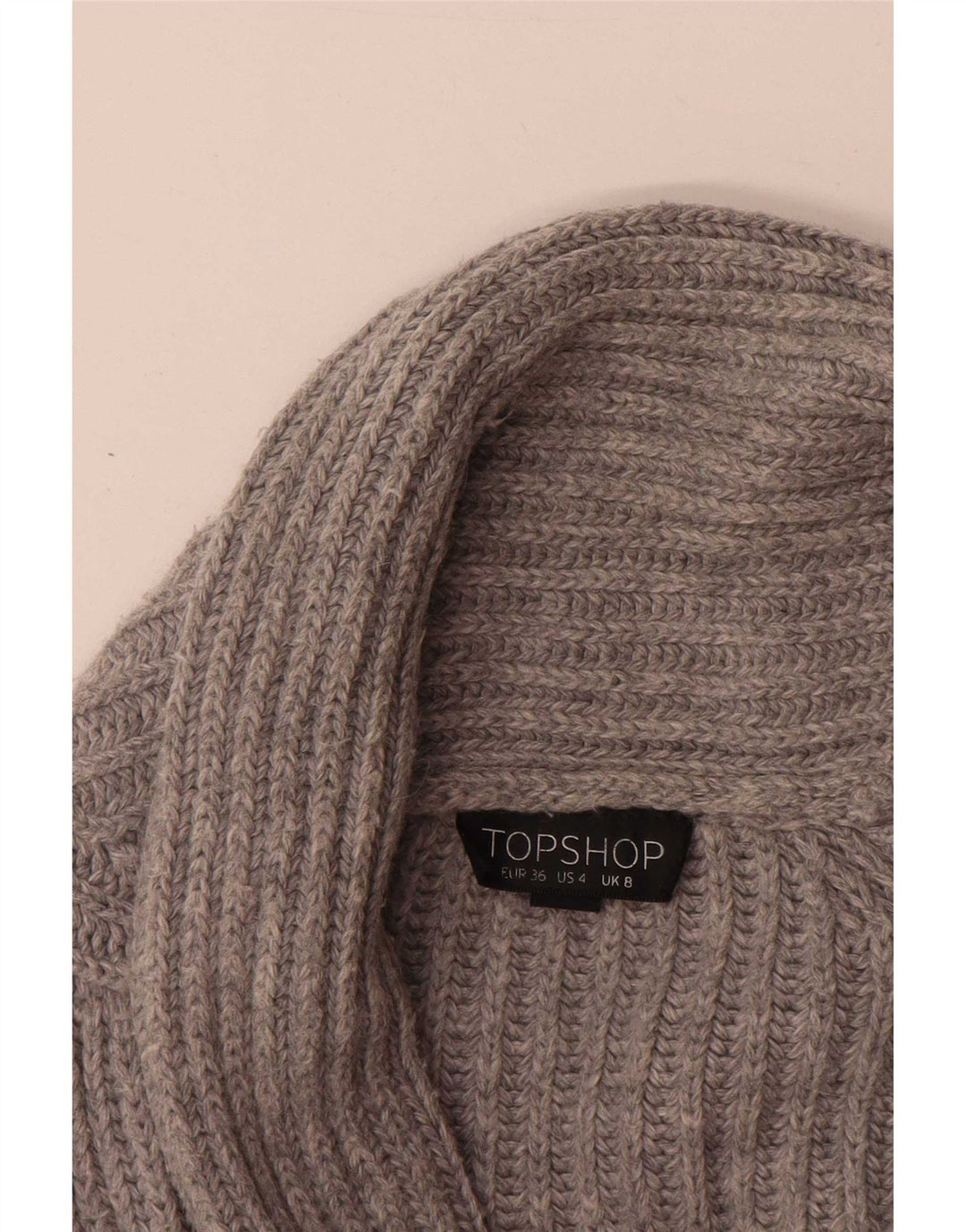 Topshop Pulover cardigan supradimensionat pentru femei UK 8 Small Gri Acrilic
