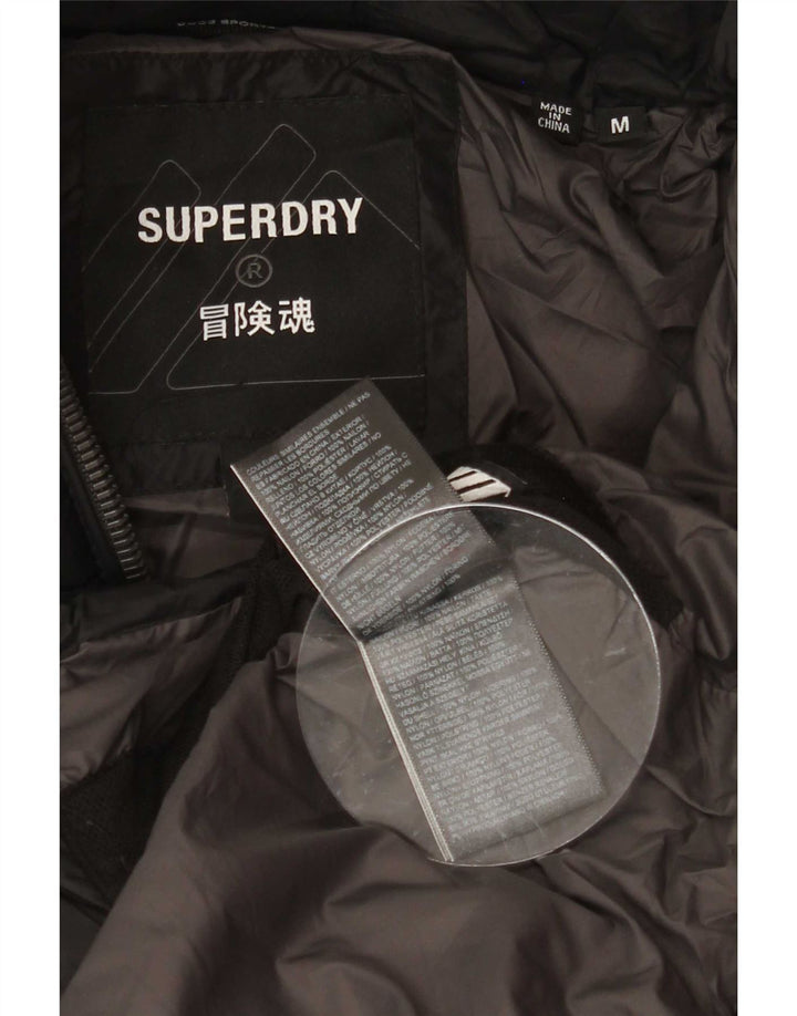 Jachetă căptușită cu glugă Superdry pentru bărbați UK 38 Poliester mediu negru
