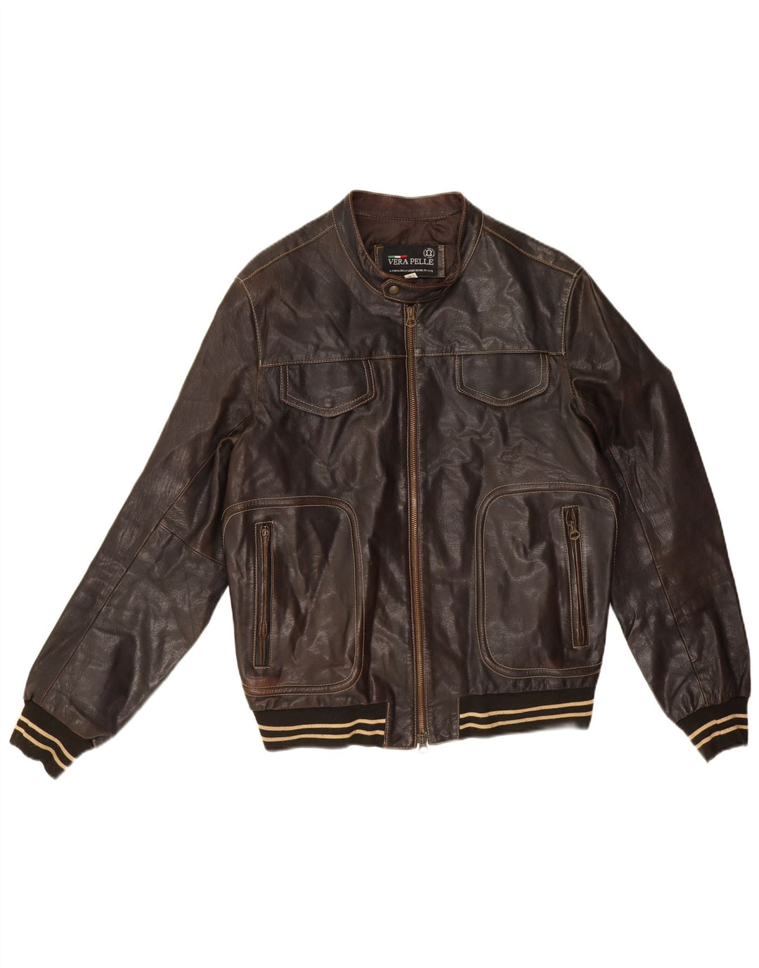 Jachetă din piele vintage pentru bărbați IT 52 XL din piele maro