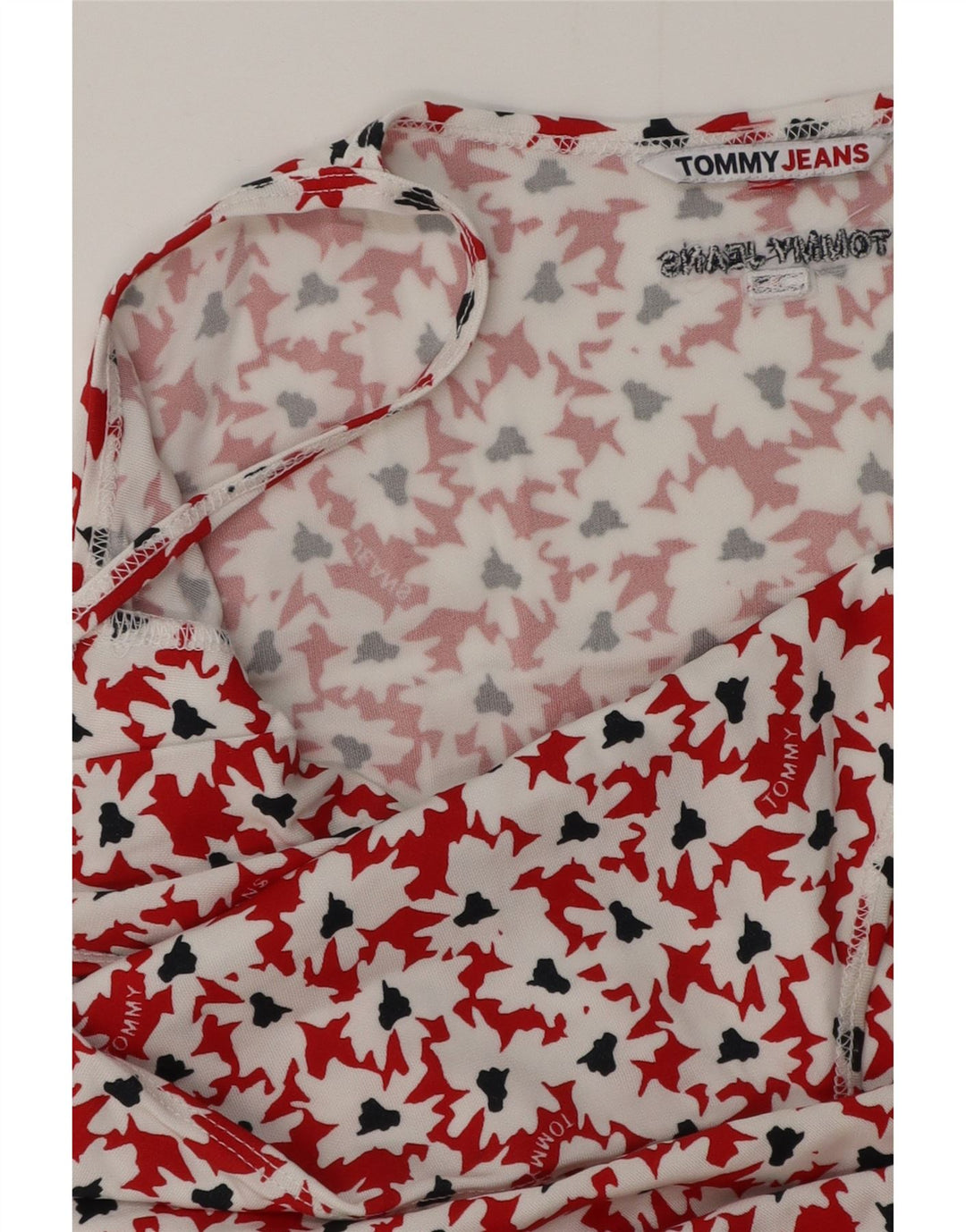 Top bluză TOMMY HILFIGER pentru femei cu model abstract, UK 12, roșu mediu