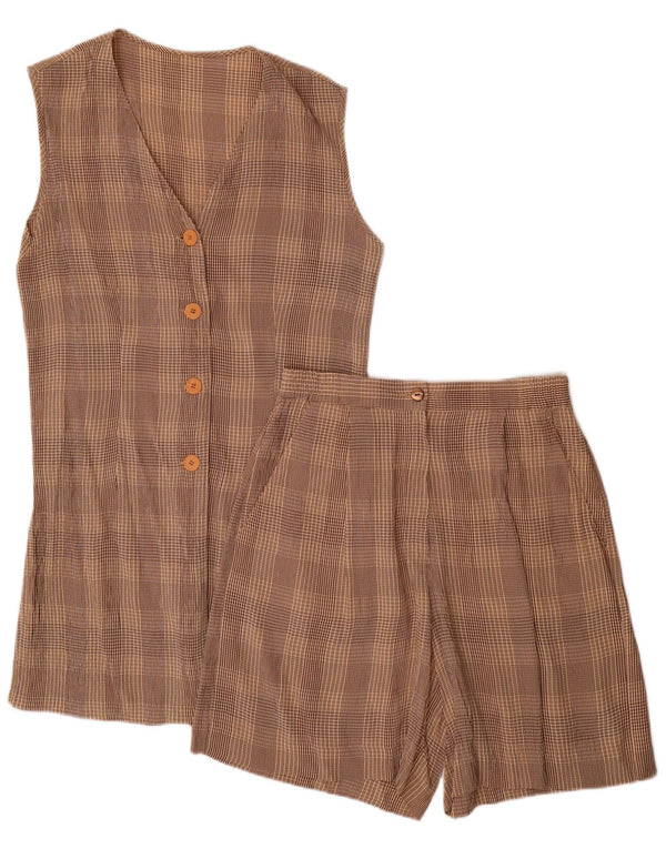 Set 2 piese pentru femei VINTAGE 4 nasturi UK 10 mic W28 maro Check Acetat