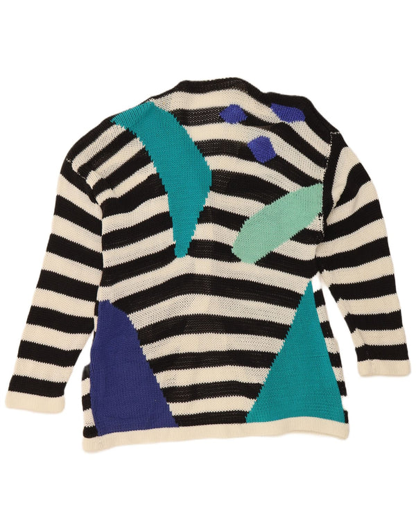 Pulover cardigan vintage pentru femei UK 16 mare, negru, cu dungi