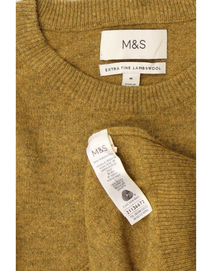 Pulover pentru bărbați Marks & Spencer cu gât roșu din lână cu pete galben mediu