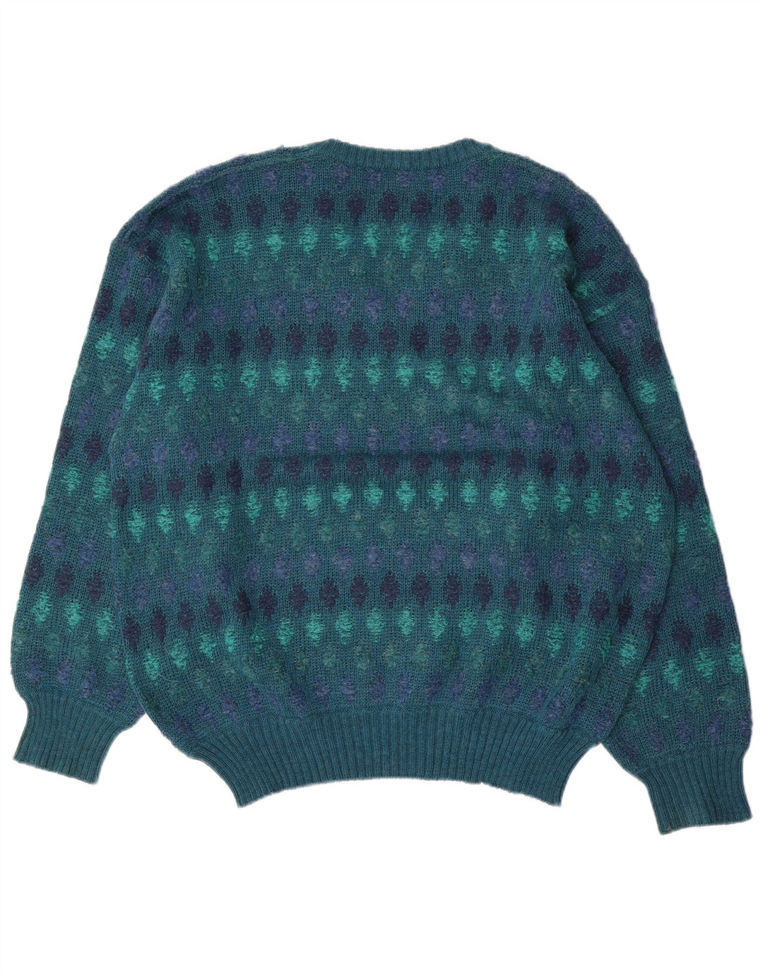 Pulover Vintage pentru bărbați cu decolteu în V IT 54 XL Blue Fair Isle Lână