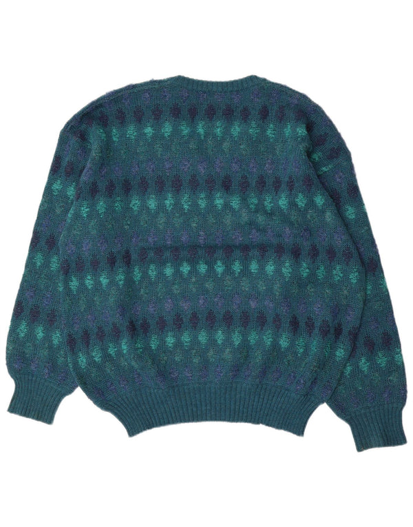 Pulover Vintage pentru bărbați cu decolteu în V IT 54 XL Blue Fair Isle Lână