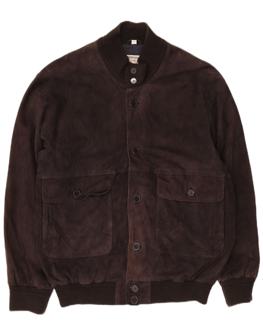 Jachetă Bomber Vintage pentru bărbați din piele intoarsa IT 52 XL din piele neagră