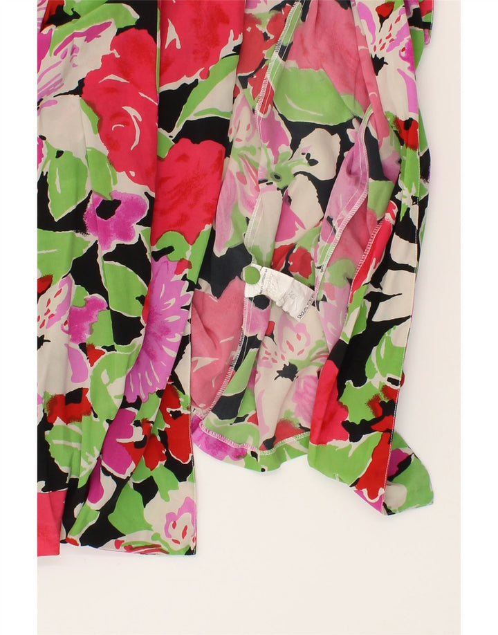 VINTAGE Womens Cardigan Top EU 42 Large Multicoloured Floral Silk Vintage Vintage and Second-Hand Vintage from Messina Hembry 