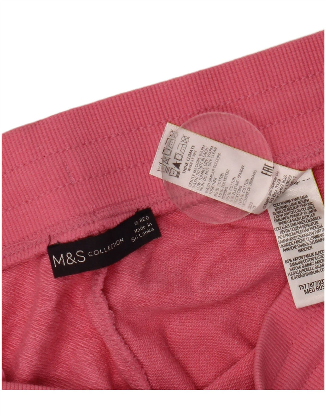 MARKS & SPENCER Pantaloni de trening pentru femei Joggeri UK 16 Bumbac roz mare