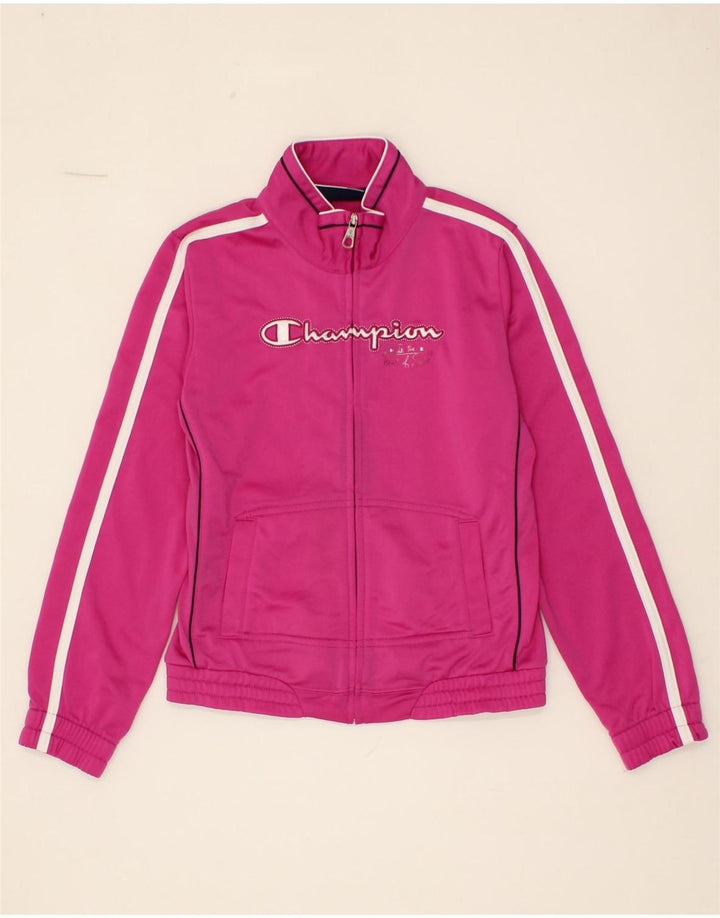 CHAMPION Girls Graphic Tracksuit Top Jacket 9-10 Years Medium Pink Vintage Champion and Second-Hand Champion from Messina Hembry 