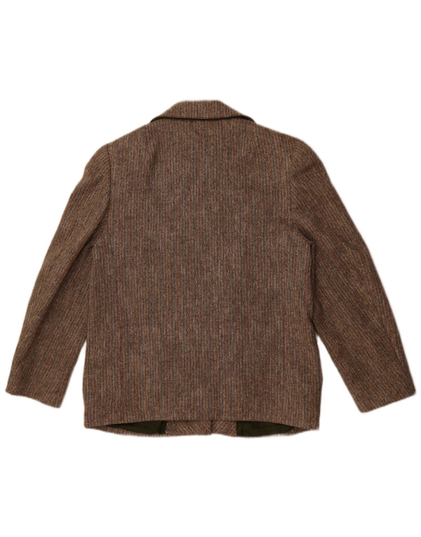 Jachetă vintage pentru femei cu 3 nasturi, UK 14, lână cu dungi gri medii