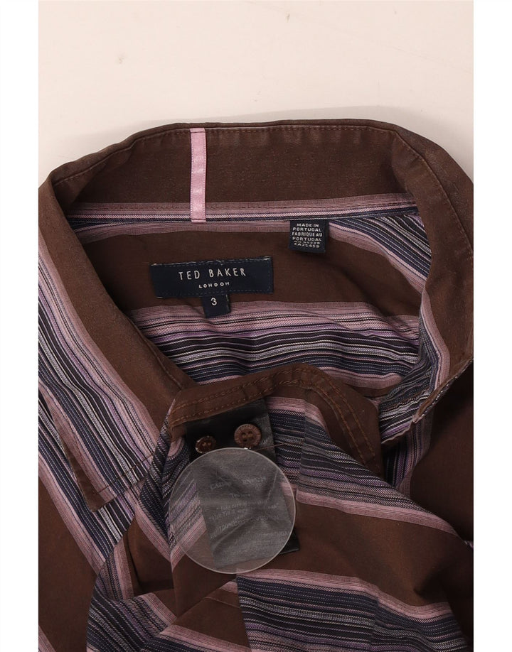 Cămașă pentru bărbați Ted Baker, mărimea 3, bumbac cu dungi maro mediu