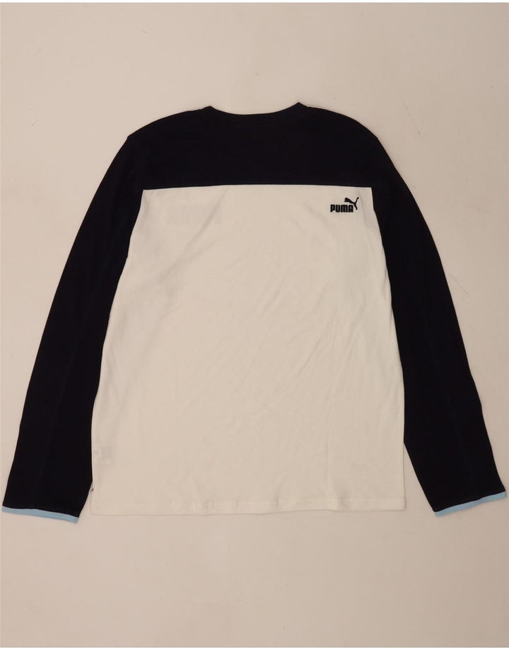 Tricou cu mânecă lungă Puma pentru bărbați, alb, color bloc, bumbac