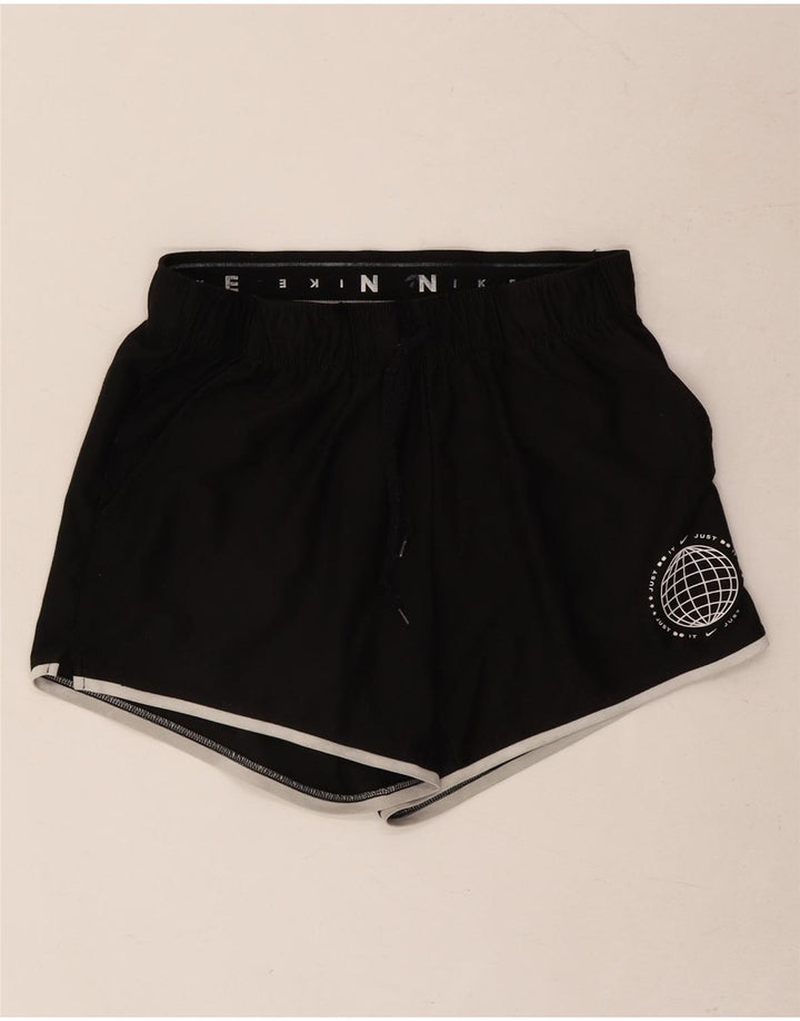 Pantaloni scurti sport grafic Nike pentru femei UK 8 Small Negru Poliester