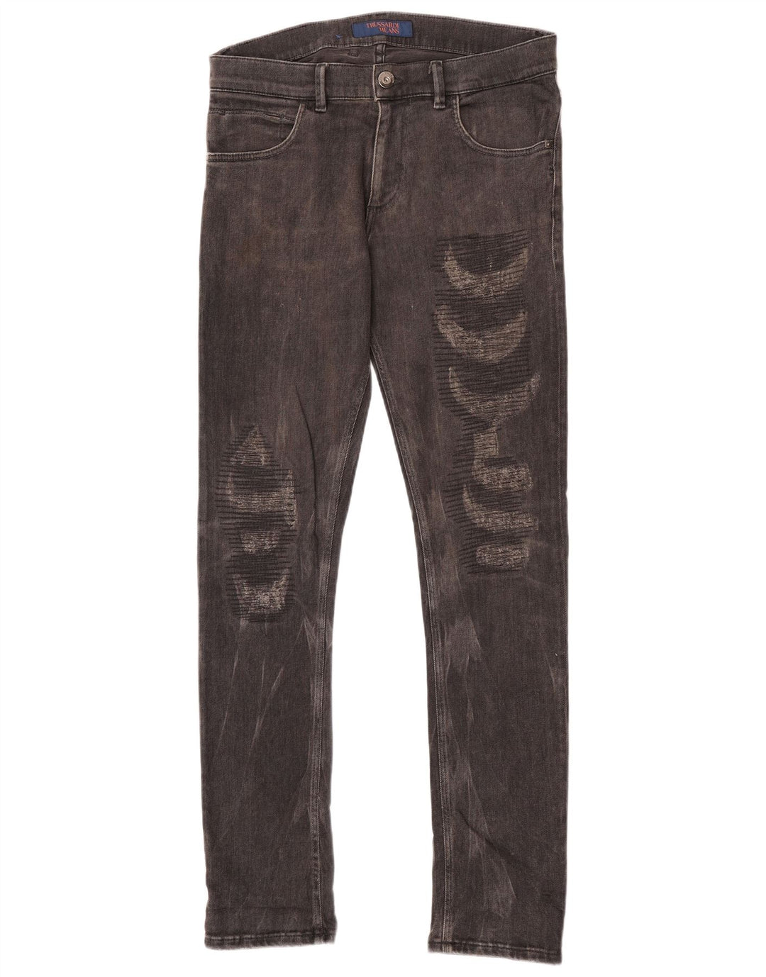 Trussardi blugi slim învechiți pentru bărbați W33 L34 bumbac negru