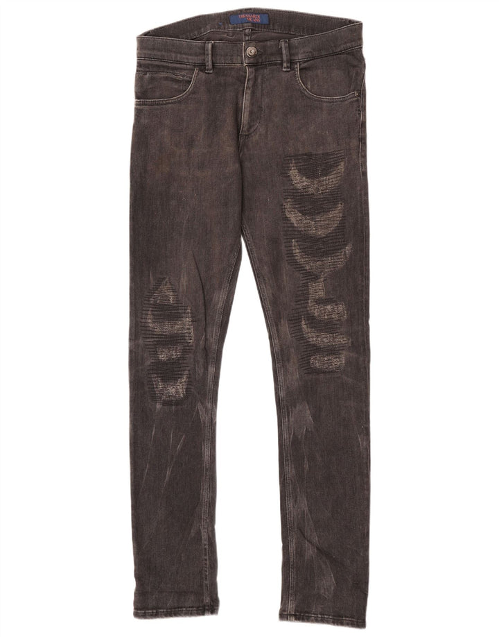 Trussardi blugi slim învechiți pentru bărbați W33 L34 bumbac negru