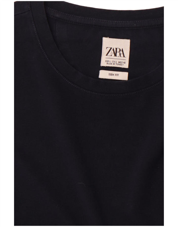 Tricou pentru bărbați Zara Slim Fit Top mare bleumarin