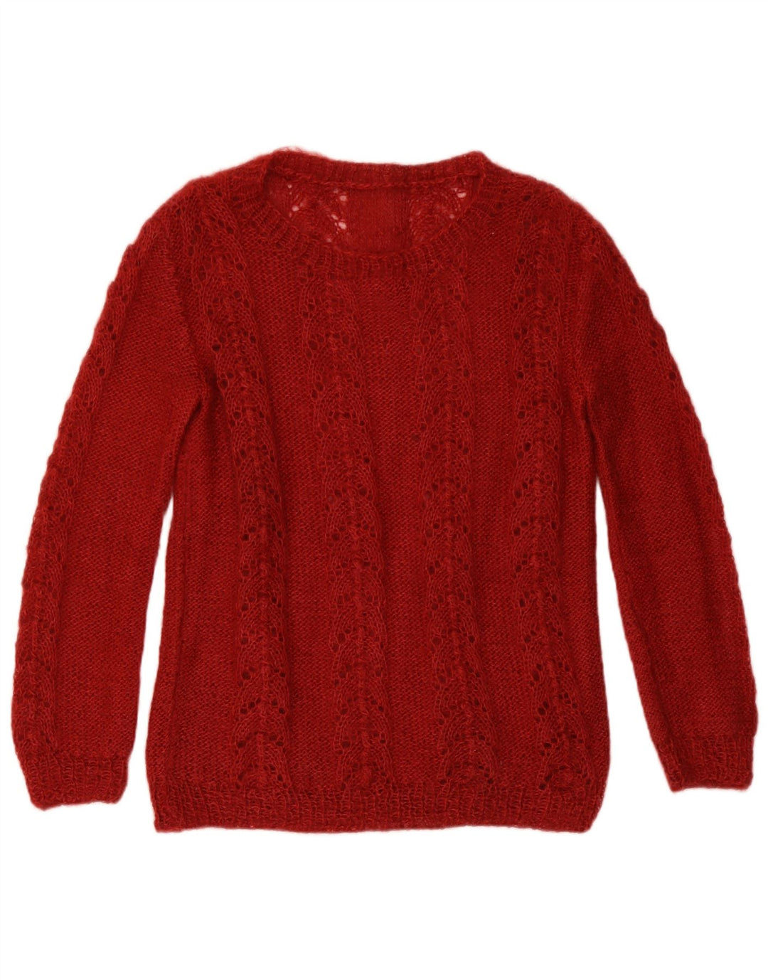 Pulover vintage pentru femei, cu model abstract, cu gât rotund, pulover UK 12 Burgu mediu
