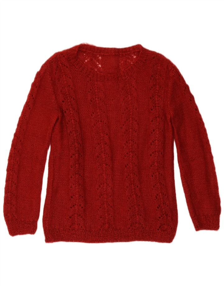 Pulover vintage pentru femei, cu model abstract, cu gât rotund, pulover UK 12 Burgu mediu