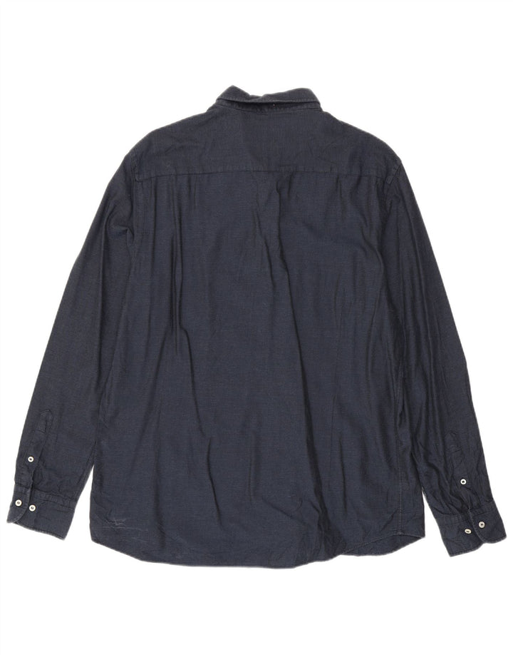 Cămașă de flanel pentru bărbați Massimo Dutti, bumbac, albastru marin