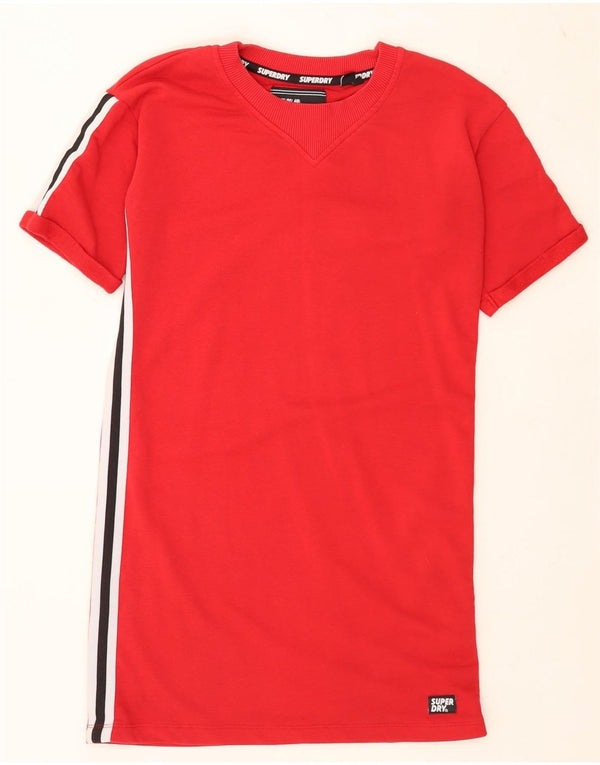 Rochie tricou Superdry pentru femei UK 6 XS bumbac color bloc roșu