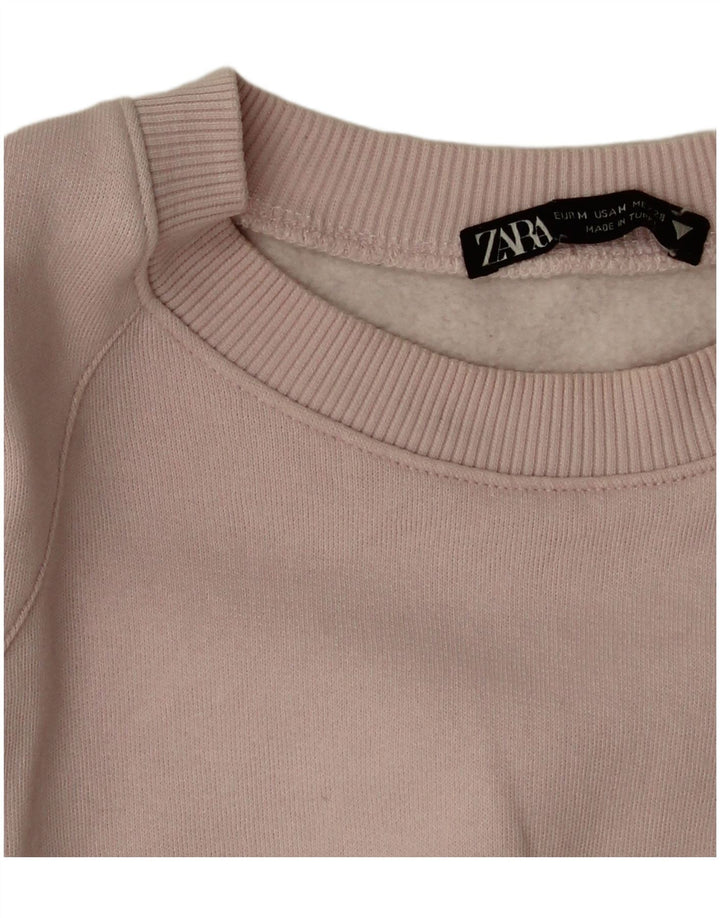Pulover Oversized Crop pentru Damă Zara UK 14 Bumbac Roz Mediu