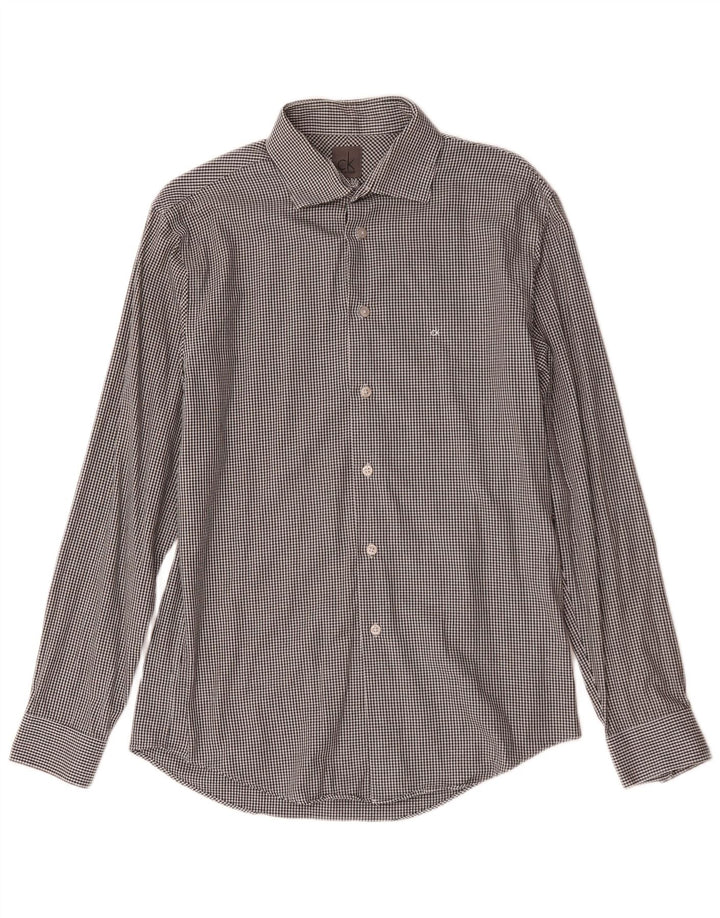 Cămașă pentru bărbați Calvin Klein Slim Fit Mărimea 39 15 1/2 Medium Gri Houndstooth