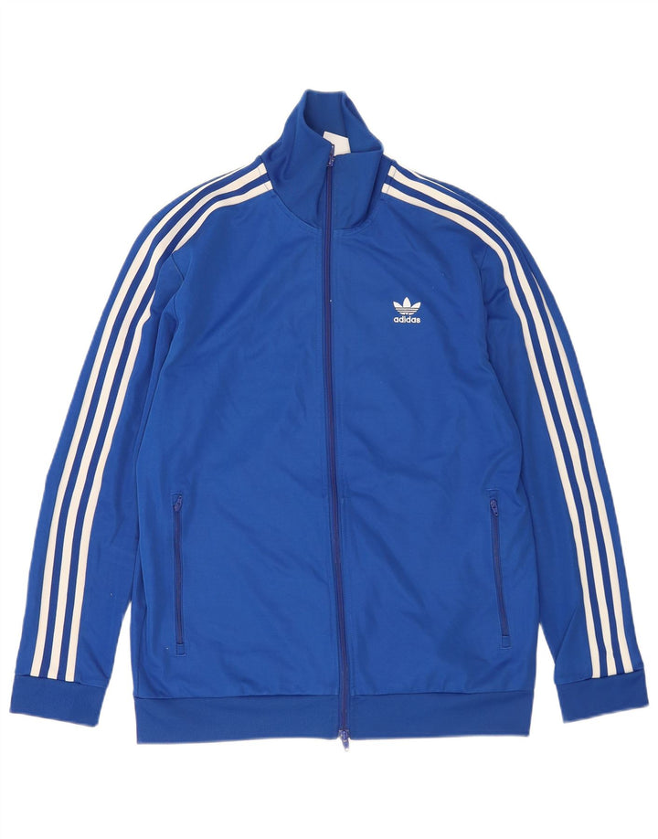 Jachetă de trening pentru bărbați Adidas, bumbac albastru mediu