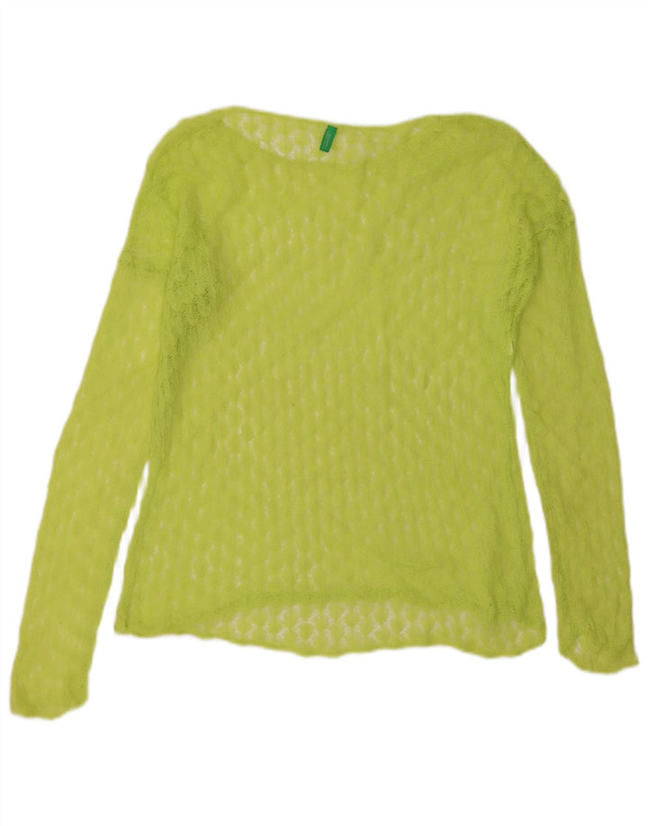 Benetton pentru femei See Through Top cu mânecă lungă UK 16 Large Green