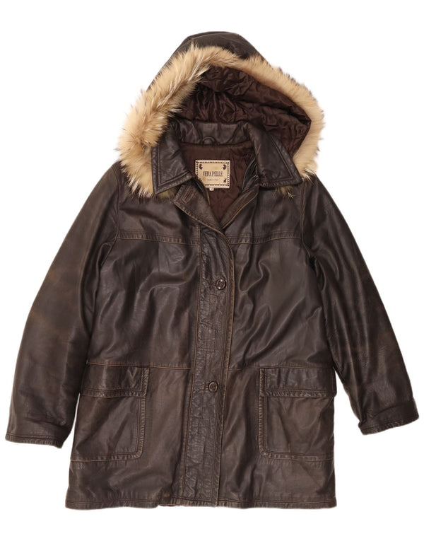 Palton din piele vintage pentru femei IT 48 XL maro