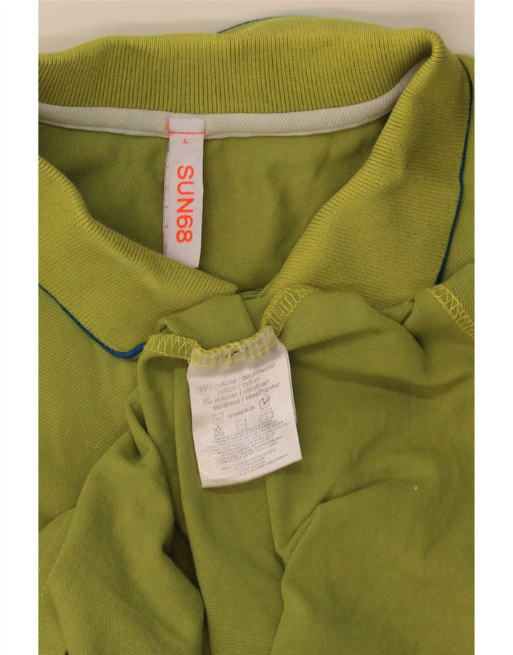 Tricou polo Sun68 pentru bărbați, bumbac verde mare